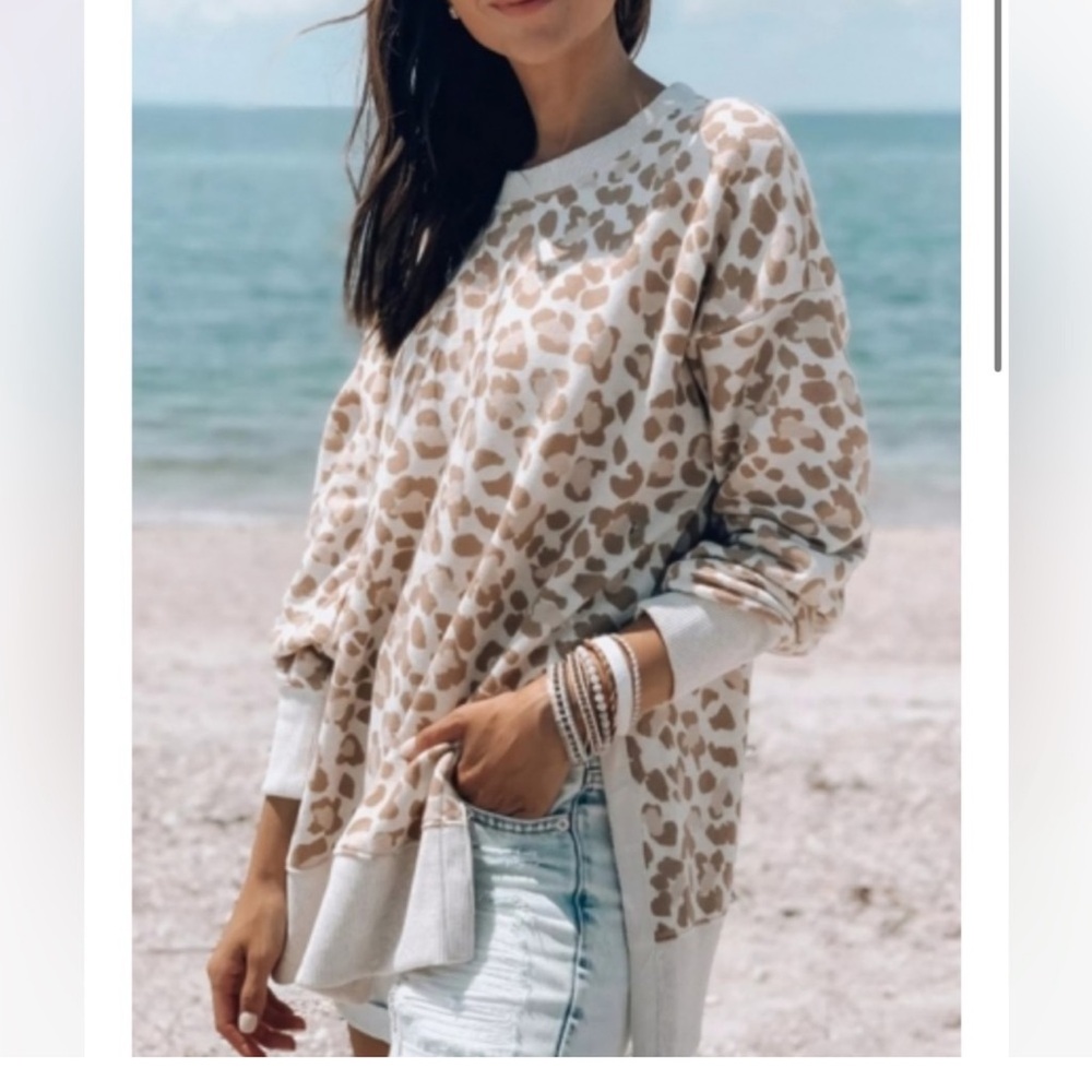 Aerie Cheetah Oversized Desert Sweatshirt XS NWT